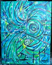 GATES OF HEAVEN abstract NEW oil painting 8x10 canvas original signed Crowell