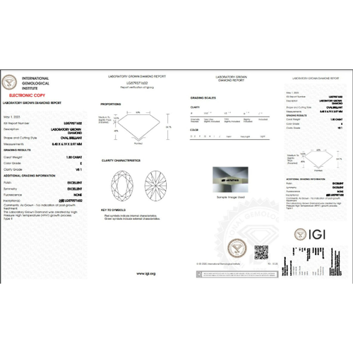1.30ct Oval Cut Lab-grown Diamond IGI Certified E Colour VS1 Clarity - Picture 5 of 5