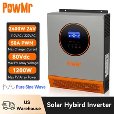 2400W 24V Solar Inverter Hybrid 110V/120V Off Grid 80A Charger Controller PV 80V