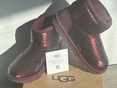 UGG Kids Classic Mini Mirror Ball Boots US Size 5 Red/Burgundy K/1143708K  New!
