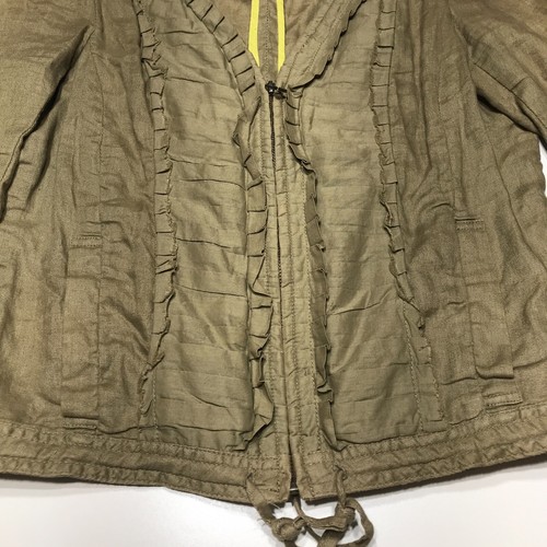 Hei Hei Pin Tuck Jacket Womens Sz 6 Tan V-Neck Full Zip Ruffled Drawstring Waist - Picture 5 of 12