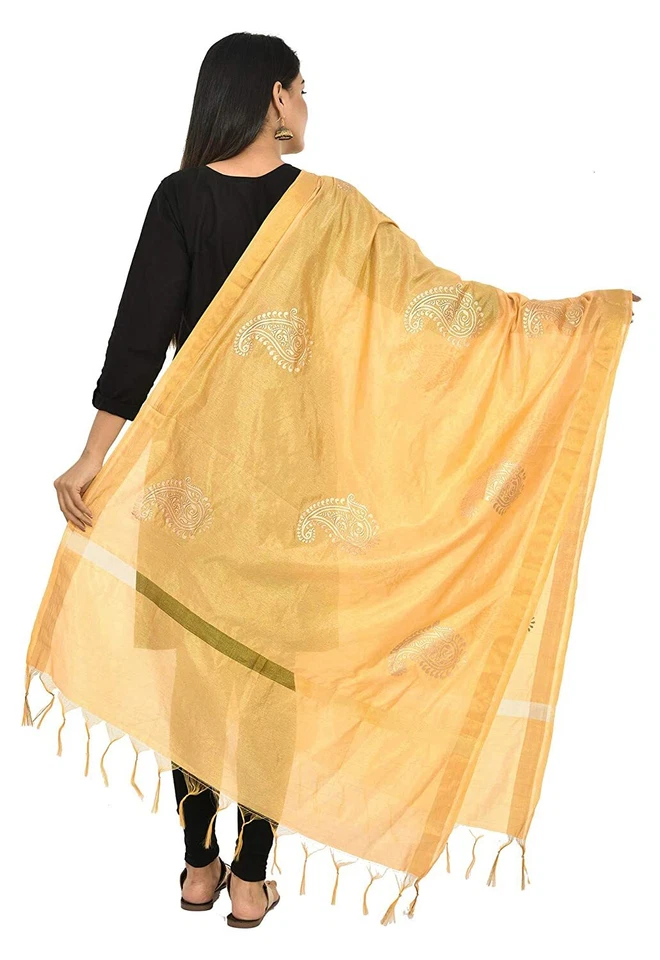 Women & Girl Silk Blend Beautiful  Dupatta  Ethnic Dress Chunni Shawl Gold - Изображение 4 из 4