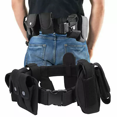 PREMIUMWIRE Tactical Police Security Guard Duty Belt Nylon Utility Kit Pouch System Black