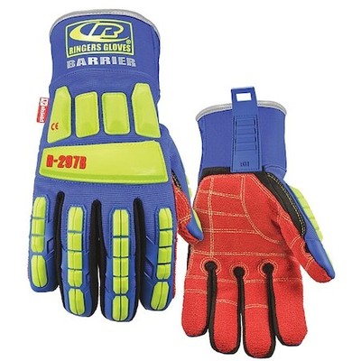 Ringers Gloves 297B-12 Impact Gloves,2Xl,Hi-Vis Green/Blue,Pr