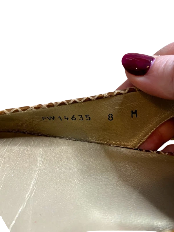 Stuart Weitzman Brown Snake Skin Leather Buckled Sling Back Wedge Sandals Size 8 - Image 4 of 4