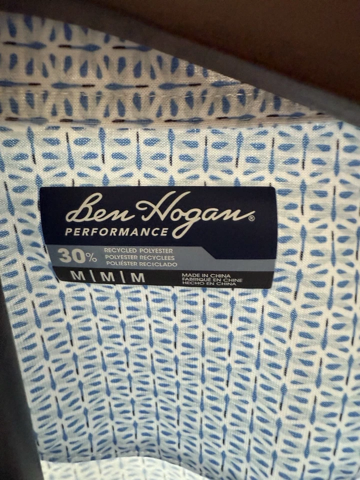 Ben Hogan Performance Blue/ White Athletic Polo Shirt Men's Size MEDIUM - Image 4 of 4