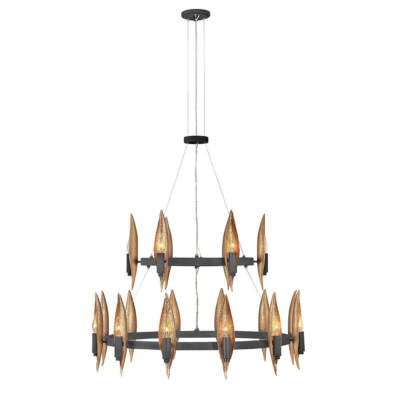 Elstead Willow Kronleuchter E14 18-fach Scwharz mit Deluxe Gold