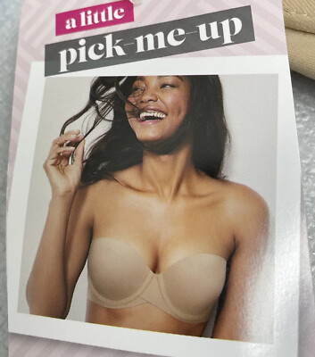 Maidenform  a Little Pick Me Up   Bra Nude Multi-Way Strapless 36D UW Push Up