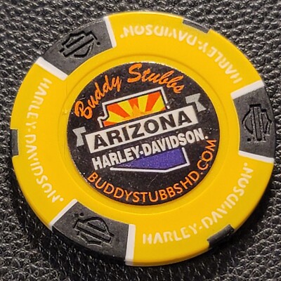 BUDDY STUBB'S HD ~ ARIZONA (Yellow/Black Full Color) Harley Davidson Poker Chip