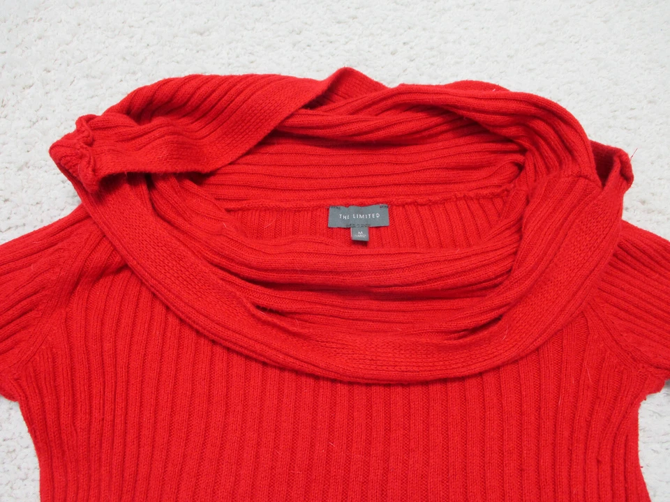 The Limited Sweater Medium Adult Red Cowl Neck Pullover Knit Casual Logo Womens - Image 2 of 4