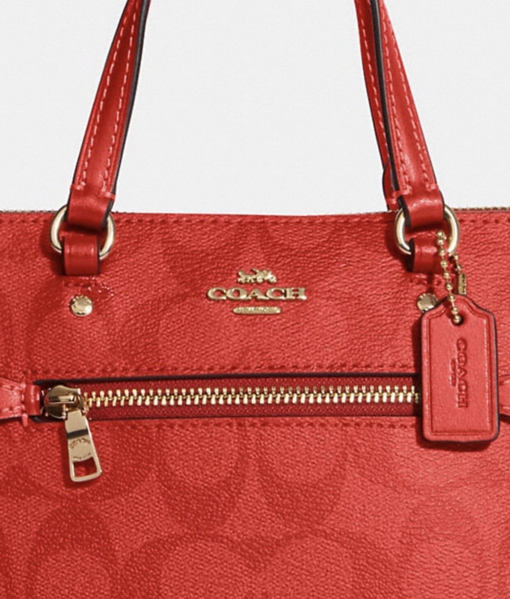 ショルダーバッグ COACH mini signature tote bag red Unveiling the Chic: COACH Mini City Tote in Signature Canvas in Khaki/