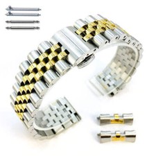 Two Tone Jubilee Replacement Quick Release  Curved End Metal Watch Band 7035