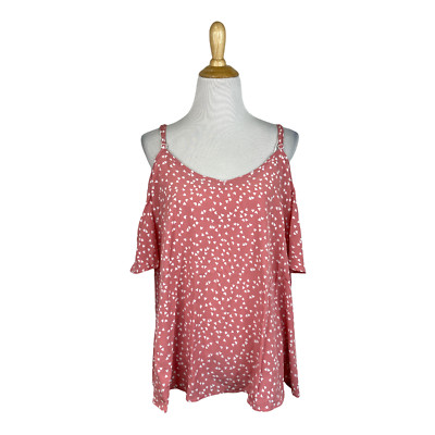 YOINS Women's Pink Heart Off-the-Shoulder Blouse Size 18 B59