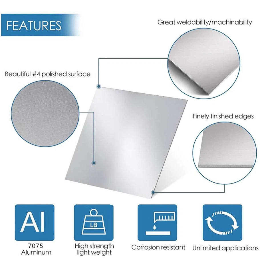 7075 Aluminium Sheet Plate 10mm Thicknesses 100/150/200mm-500mm Various Sizes - image 3 of 4