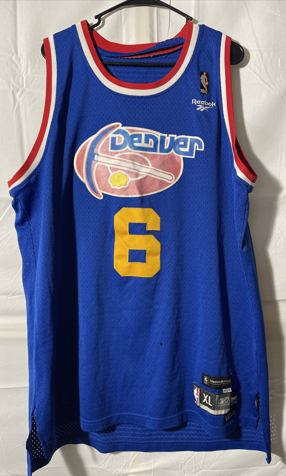 Vintage Denver Nuggets Basketball Jersey Men Size XL #6 Kenyon Martin  Pickaxe