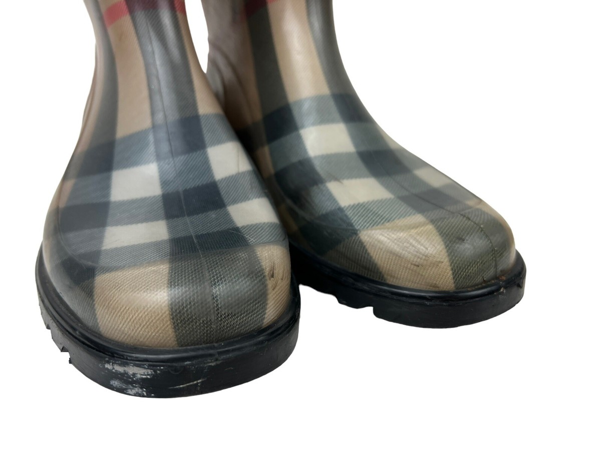 Burberry チェック柄　長靴 UK 5 BURBERRY Rubber Rain Boots Plaid Check Pattern Women's Size