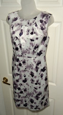 Ann Taylor Sleeveless Sheath Dress Brush Stroke Round Neck Purple Women's 2