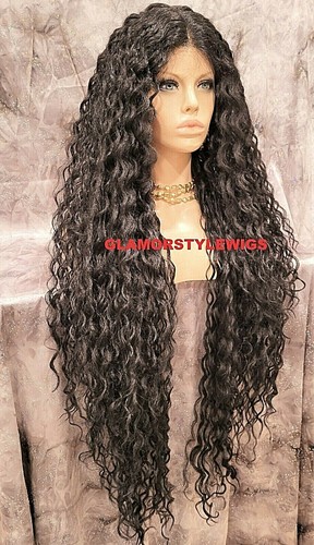 45” LACE FRONT FULL WIG EXTRA LONG LAYERED CURLY MIDDLE PART BROWN #4 HEAT OK - 第 5/9 張圖片