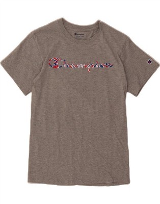 CHAMPION Herren Grafik T-Shirt Oberteil Small Grau Baumwolle DR21