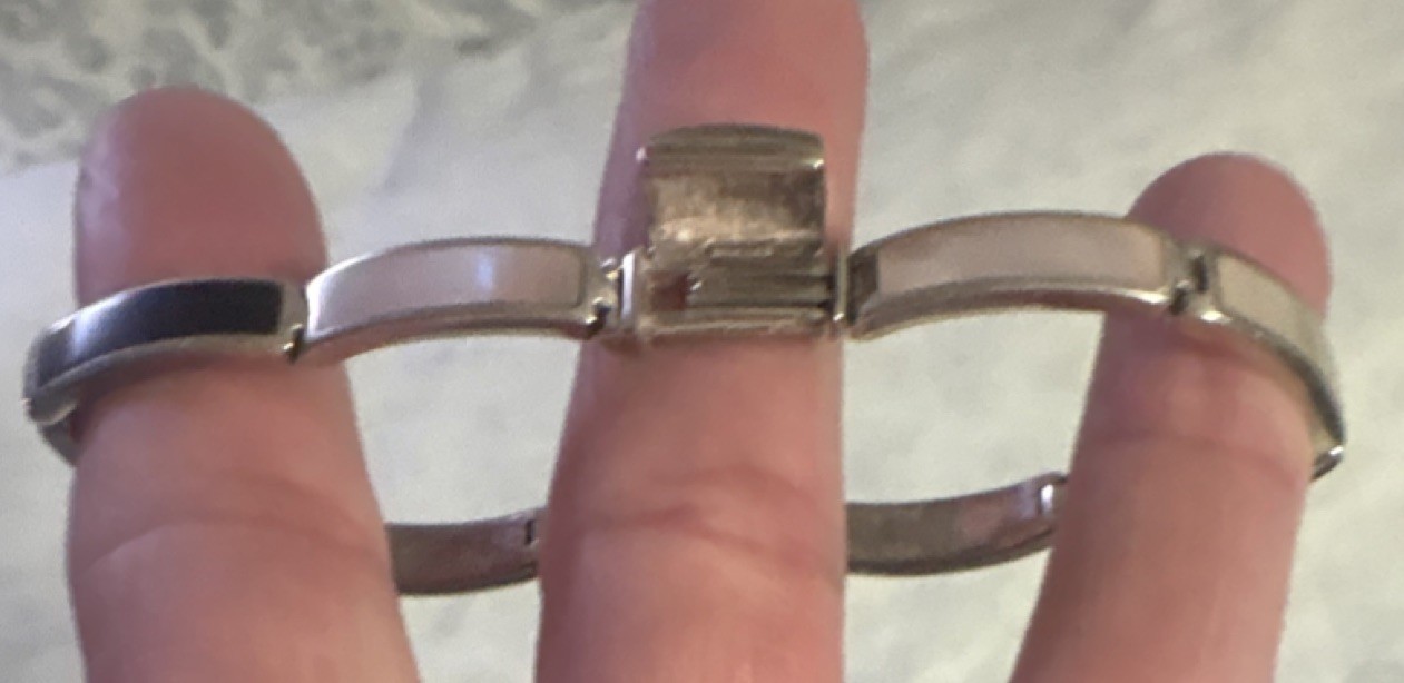 Rectangular Link Metal Bracelet Box Clasp Silver … - image 3