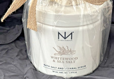 New Niven Morgan Whitewood/Sea Salt Bath Salt and Mineral Scrub 18 oz Gift Wrap