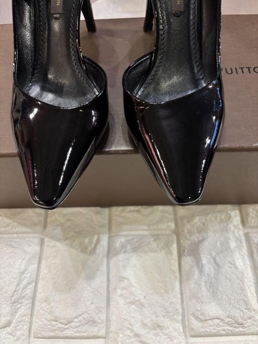 LOUIS VUITTON Pumps Heel Leather Black EU34/US4 Authentic from Japan - Picture 5 of 24