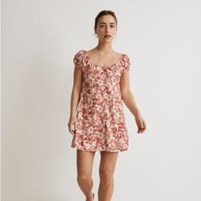 Madewell Margie Mini Dress Abstract Flora sundress roasted squash 12 linen