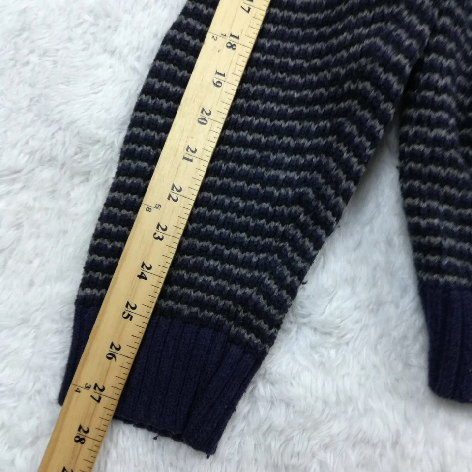 Merona Mens Cardigan Sweater Wool Blend Full Zip Navy Stripe Grandpacore XXL - Image 4 of 4