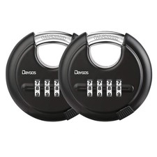 Combination Disc Padlocks Heavy Duty 4 Digit Code Lock 3/8-in Shackle 2PCS Black