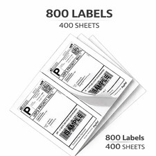 800 Half Sheet Shipping Labels 8.5x5.5 Matte White Self Adhesive Inkjet Laser