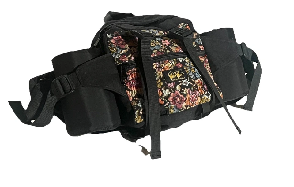 Wild West Hiking Belt Bag Fanny Pack Lg 2 Drink Floral Tapestry USA Made CLEAN! - Image 2 of 4