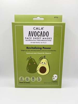 CALA Avocado Face Sheet Mask 5 Pack Hydrating Korean Skincare Facial Masks NEW