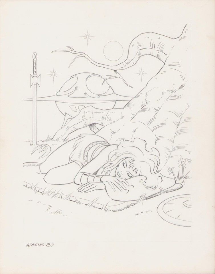 She-Ra Princess of Power Storybook Pencil Art - 1987 Signed Dan Adkins Comic Art