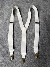 Vintage CAS Germany WHITE Suspenders Clip Adjustable Mens
