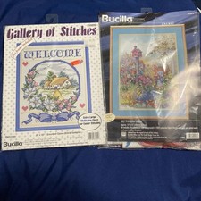 2 Vtg BUCILLA Gallery of Stitches 33295  Welcome    41574  My Favorite Place  