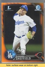 2016 Bowman Draft Chrome Picks Orange Refractor 14/25 Jordan Sheffield READ 8s6