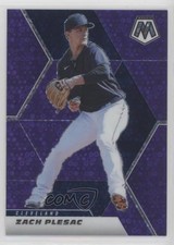 2021 Panini Mosaic Quick Pitch Purple Mosaic Prizm 1/50 Zach Plesac #105 8d4