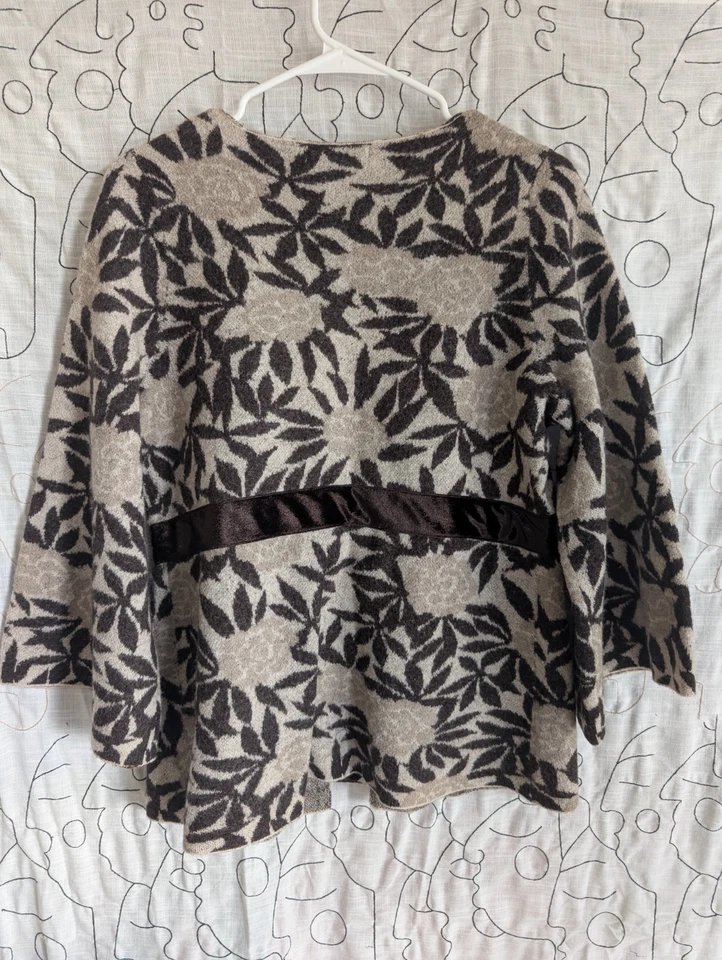 Chaqueta Cárdigan Brezo B Lana Terciopelo Corbata L Kimono Mangas Campana Marrón Chocolate Foto 2 de 4