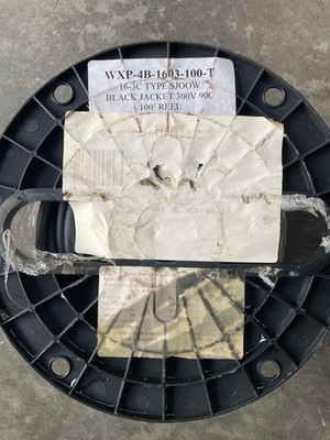 WXP-4B-1603-100-T'16-3C TYPE SJOOWBLACK JACKET 300V 90C 100' REEL 16/3 Wire