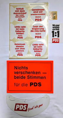 Genuine Bundle PDS Promotional Items 10 Pieces Stickers Sunshade Die Linke SED German Democratic Republic