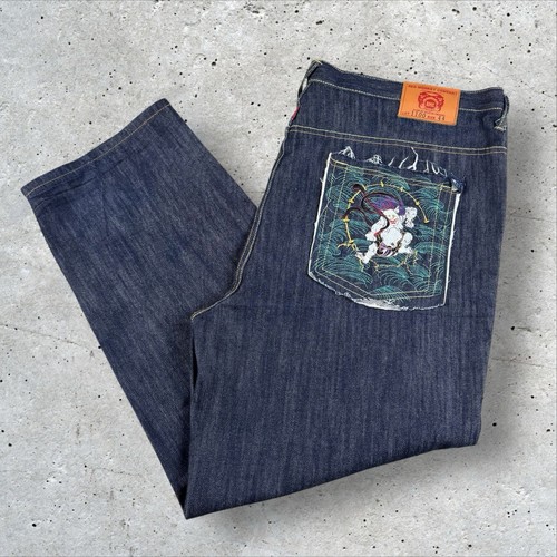 RMC Red Monkey Vintage 90s Embroidered Baggy Jeans 44x32 Japanese Lot 1100 Skate