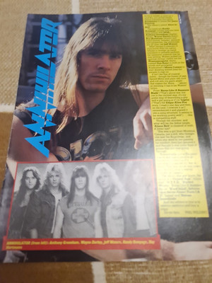 Vintage ANNIHILATOR JEFF WATERS  RANDY RAMPAGE POSTER KERRANG MAGAZINE CLIPPING
