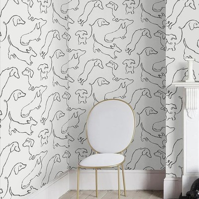 Graham & Brown Buckley White & Black  Paste the Wall Wallpaper 11 yds x 20.5''