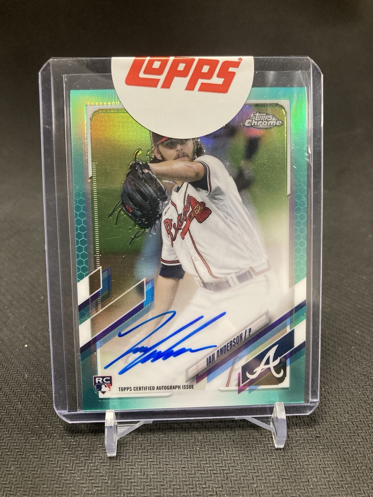 2021 Topps Chrome Rookie Auto Aqua Refractor /199 Ian Anderson #RA-IA Auto RC