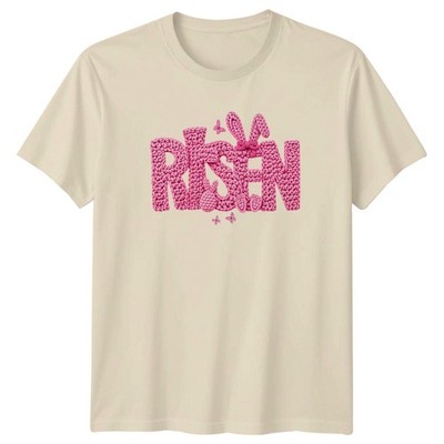Risen Damen T-Shirt Häkelhase Ostern Glaube Ostern Geschenk für Sie