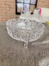 Beautiful Crystal Nut Or Candy Dish, Heavy, Ornately Cut Glass. Beautiful ROSE