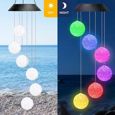 Solar Wind Chimes Lights LED Balls Color Changing Hanging Lamp Garden Home Decor