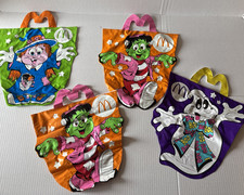 Vintage 1990 McDonalds Happy Meal Lot of 4 Vinyl Halloween Trick or Treat Bags