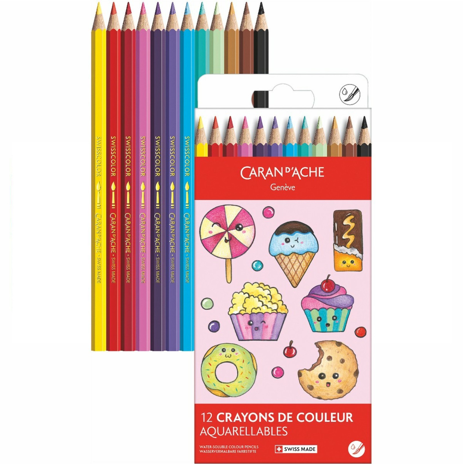 Caran d'Ache Swisscolor Watercolour Pencils Candy World Kawaii Set of 12