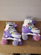 Sulifeel Rainbow Unicorn Adjustable Light up Roller Skates for Girls Size S